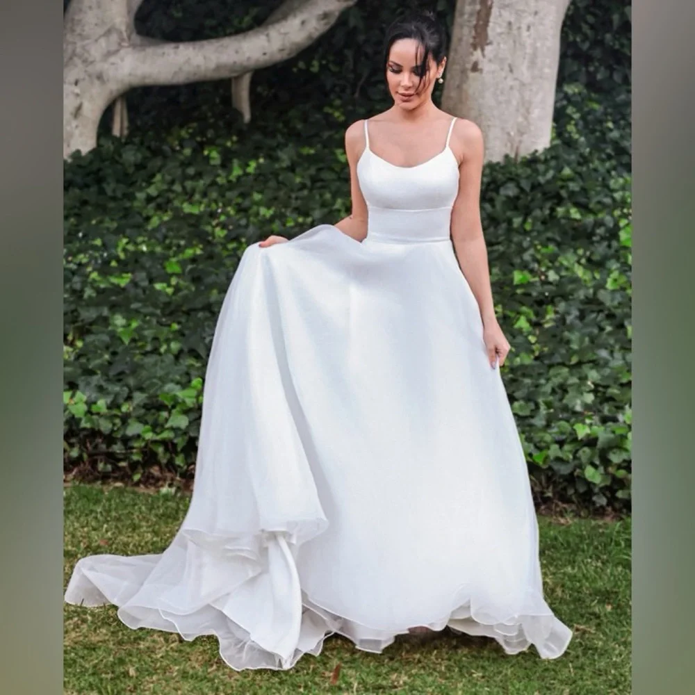 Organza A-Line Chapel Train Wedding Dress - Picture 5 of 5